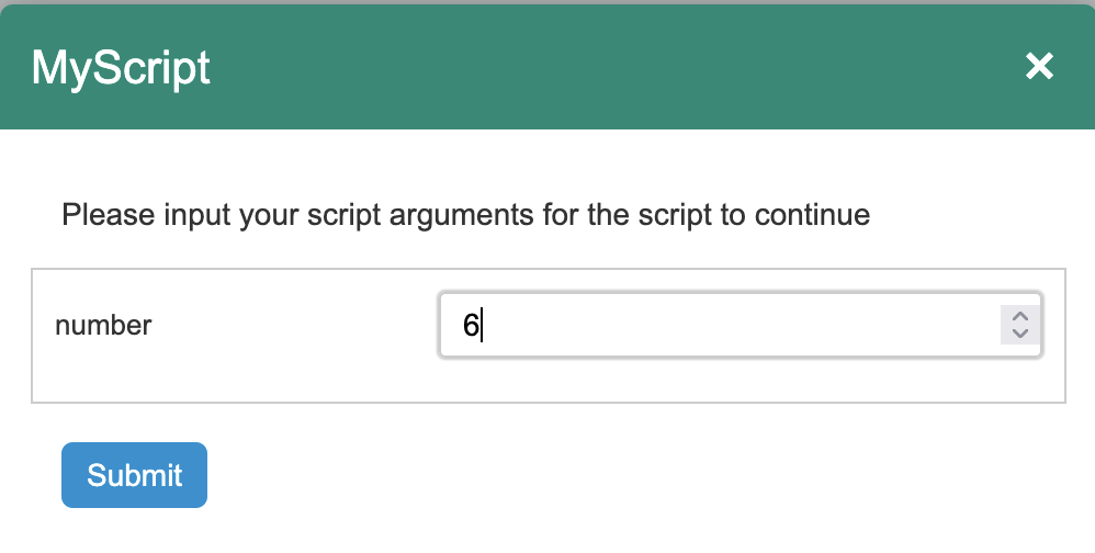 An example of a prompt during script runtime