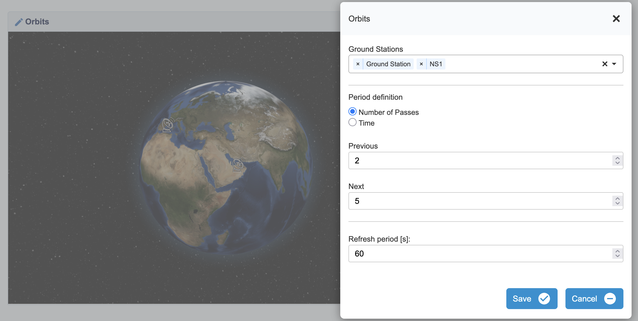 Orbits configuration in Monica
